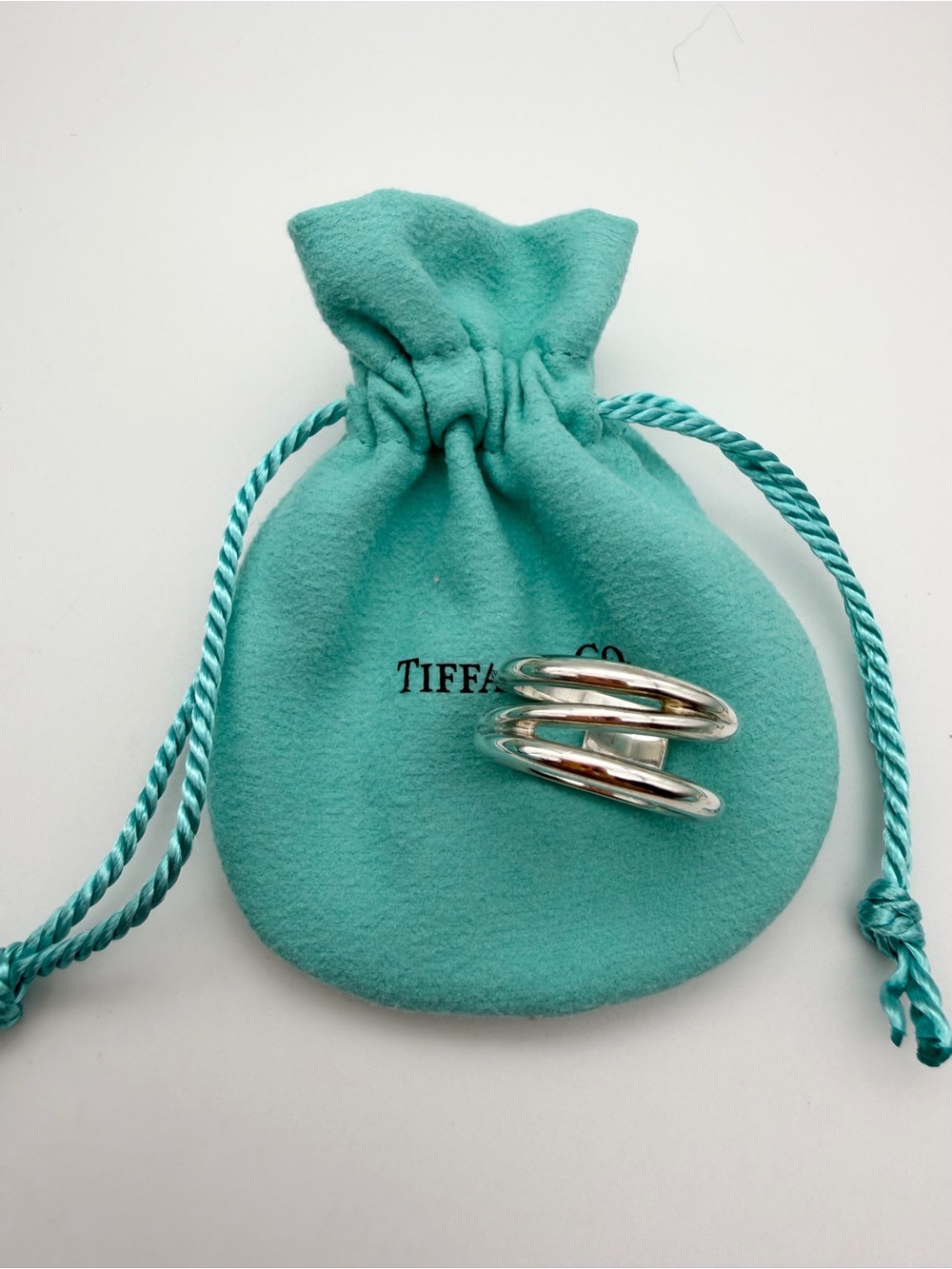 Tiffany & Co. Sterling Silver Zig Zag Diagonal Crossover Ring Size 10